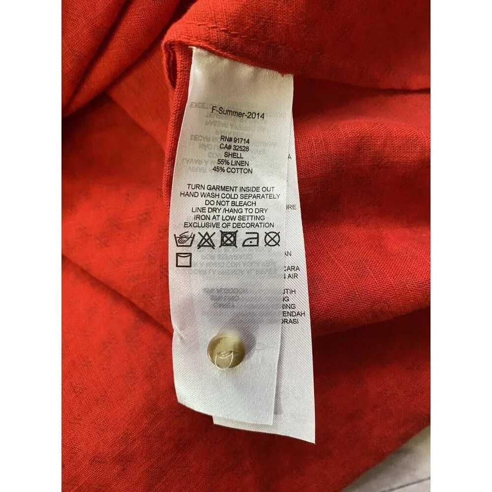 AX Armani Exchange Womens XL Linen Blend Tunic Tank Top Red Blue Hi Low 9768 - Picture 6 of 6